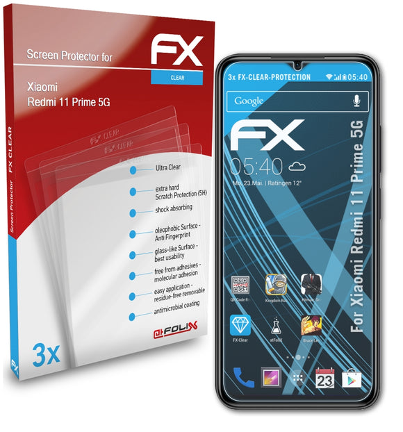 atFoliX FX-Clear Schutzfolie für Xiaomi Redmi 11 Prime 5G