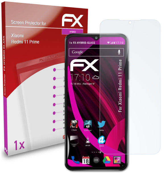 atFoliX FX-Hybrid-Glass Panzerglasfolie für Xiaomi Redmi 11 Prime