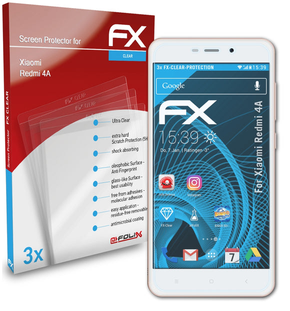 atFoliX FX-Clear Schutzfolie für Xiaomi Redmi 4A