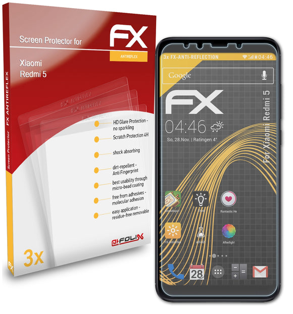 atFoliX FX-Antireflex Displayschutzfolie für Xiaomi Redmi 5