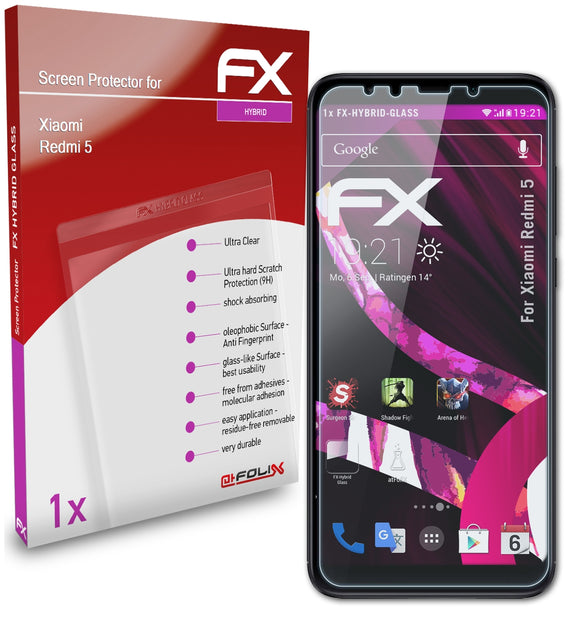 atFoliX FX-Hybrid-Glass Panzerglasfolie für Xiaomi Redmi 5