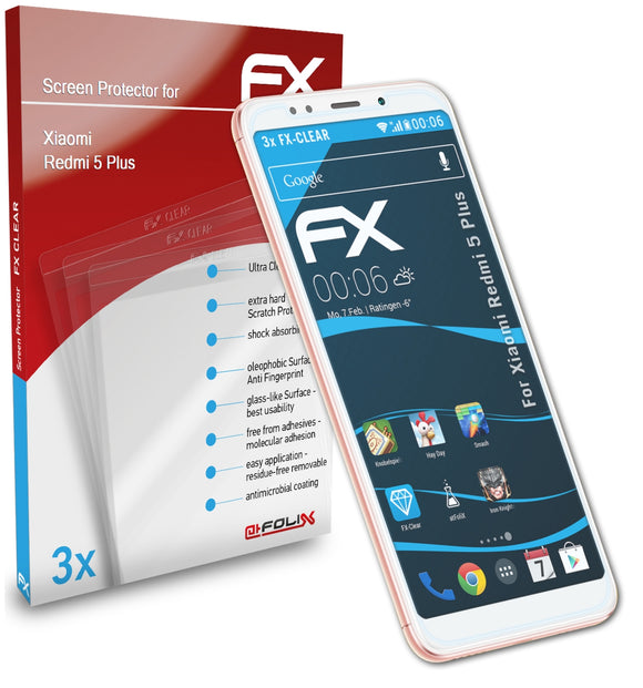 atFoliX FX-Clear Schutzfolie für Xiaomi Redmi 5 Plus