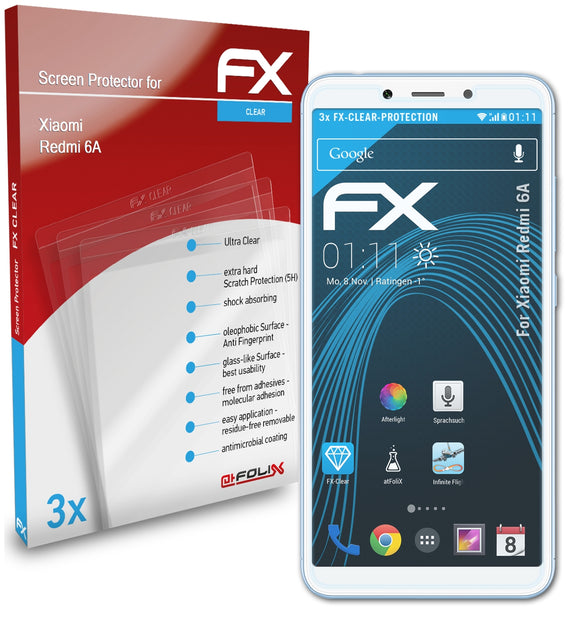 atFoliX FX-Clear Schutzfolie für Xiaomi Redmi 6A