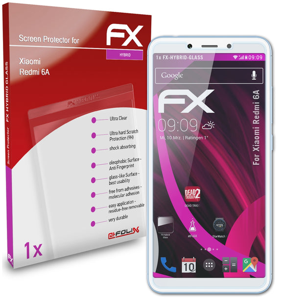 atFoliX FX-Hybrid-Glass Panzerglasfolie für Xiaomi Redmi 6A