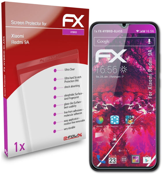 atFoliX FX-Hybrid-Glass Panzerglasfolie für Xiaomi Redmi 9A