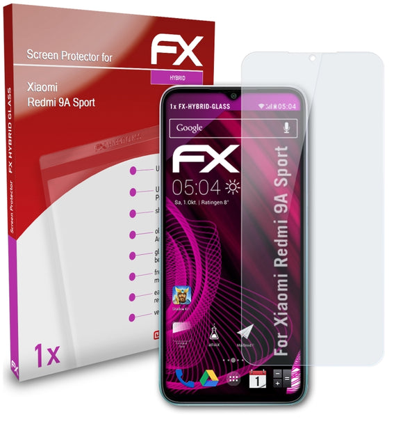atFoliX FX-Hybrid-Glass Panzerglasfolie für Xiaomi Redmi 9A Sport