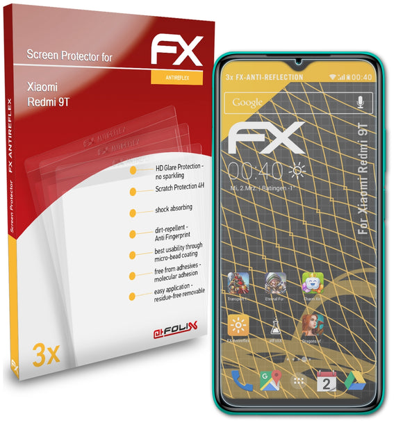 atFoliX FX-Antireflex Displayschutzfolie für Xiaomi Redmi 9T