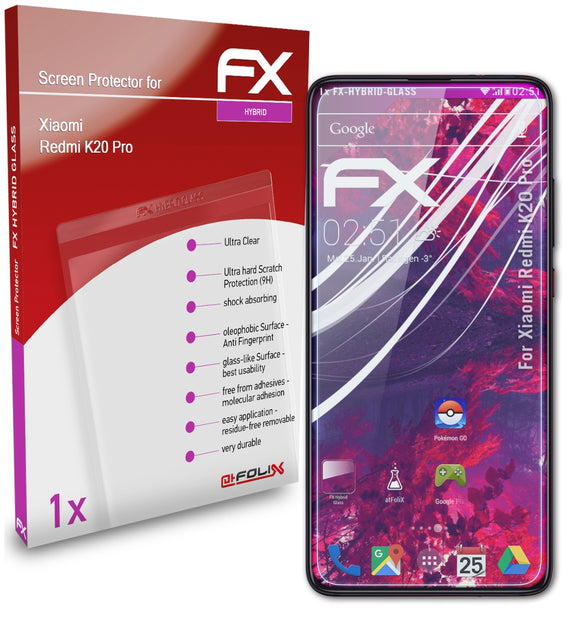 atFoliX FX-Hybrid-Glass Panzerglasfolie für Xiaomi Redmi K20 Pro