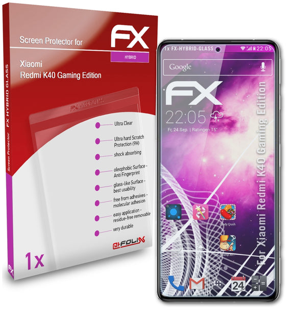 atFoliX FX-Hybrid-Glass Panzerglasfolie für Xiaomi Redmi K40 Gaming Edition