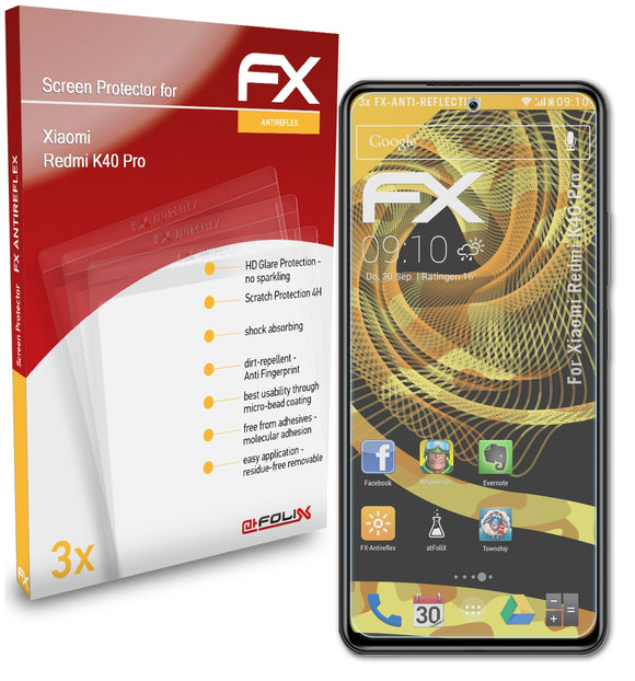 atFoliX FX-Antireflex Displayschutzfolie für Xiaomi Redmi K40 Pro