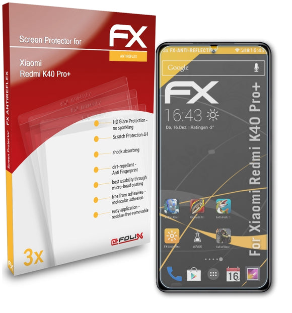 atFoliX FX-Antireflex Displayschutzfolie für Xiaomi Redmi K40 Pro+