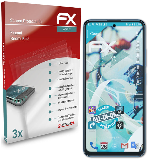 atFoliX FX-ActiFleX Displayschutzfolie für Xiaomi Redmi K50i