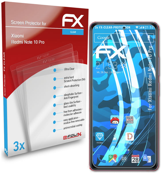atFoliX FX-Clear Schutzfolie für Xiaomi Redmi Note 10 Pro