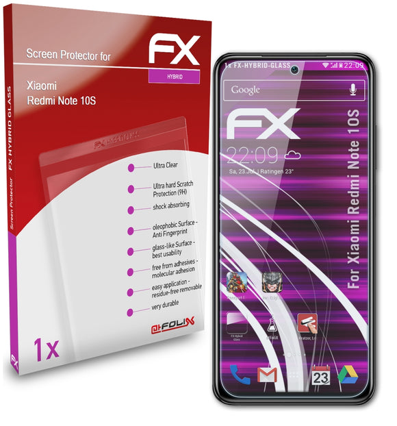 atFoliX FX-Hybrid-Glass Panzerglasfolie für Xiaomi Redmi Note 10S