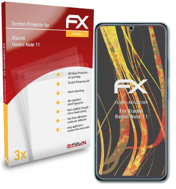 atFoliX FX-Antireflex Displayschutzfolie für Xiaomi Redmi Note 11