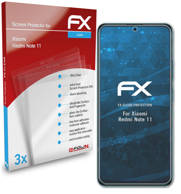 atFoliX FX-Clear Schutzfolie für Xiaomi Redmi Note 11