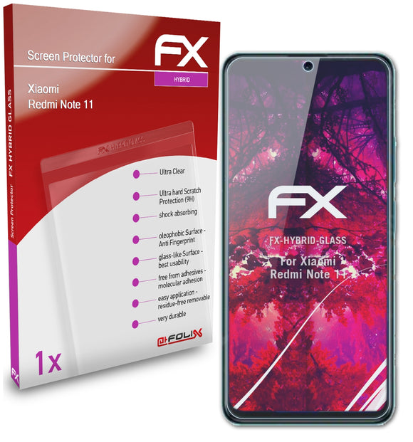 atFoliX FX-Hybrid-Glass Panzerglasfolie für Xiaomi Redmi Note 11