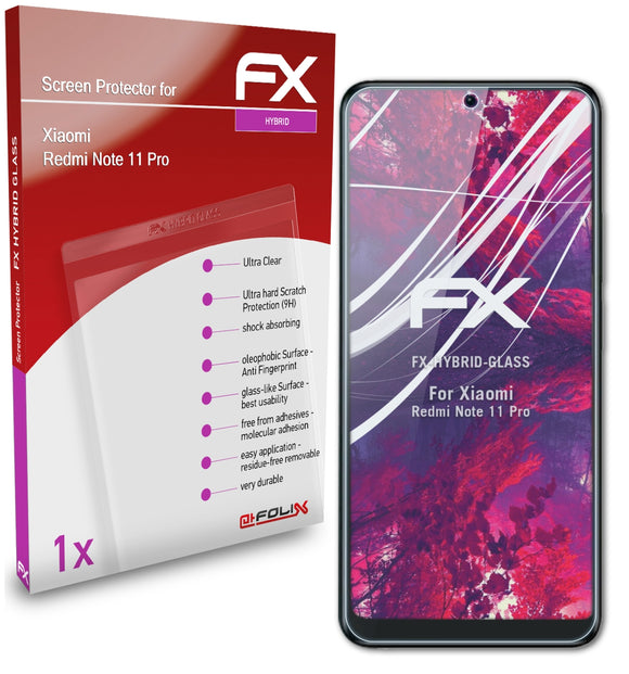 atFoliX FX-Hybrid-Glass Panzerglasfolie für Xiaomi Redmi Note 11 Pro