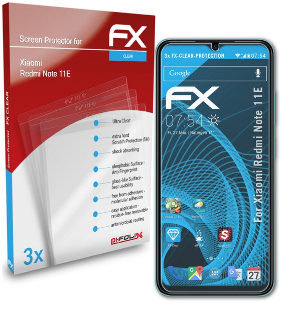 atFoliX FX-Clear Schutzfolie für Xiaomi Redmi Note 11E