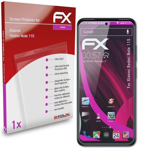 atFoliX FX-Hybrid-Glass Panzerglasfolie für Xiaomi Redmi Note 11S
