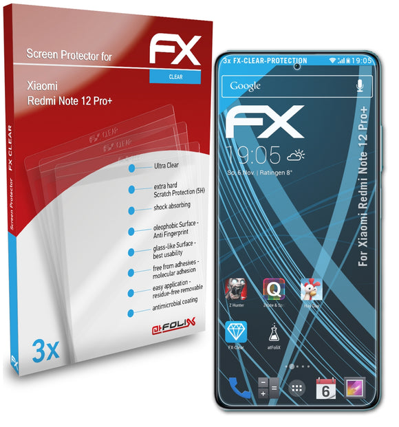 atFoliX FX-Clear Schutzfolie für Xiaomi Redmi Note 12 Pro+