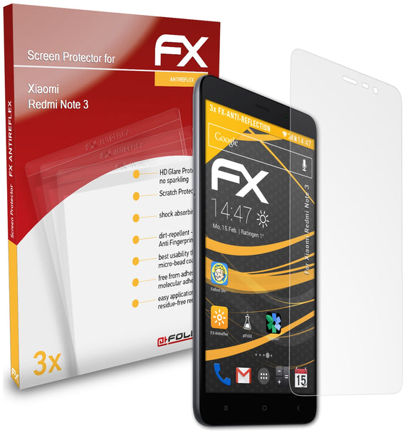 atFoliX FX-Antireflex Displayschutzfolie für Xiaomi Redmi Note 3