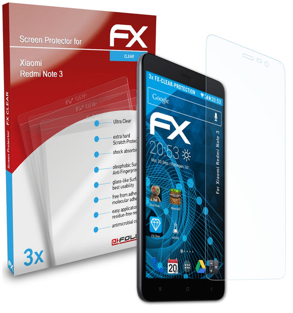 atFoliX FX-Clear Schutzfolie für Xiaomi Redmi Note 3