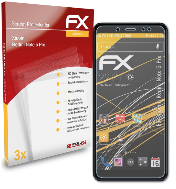 atFoliX FX-Antireflex Displayschutzfolie für Xiaomi Redmi Note 5 Pro