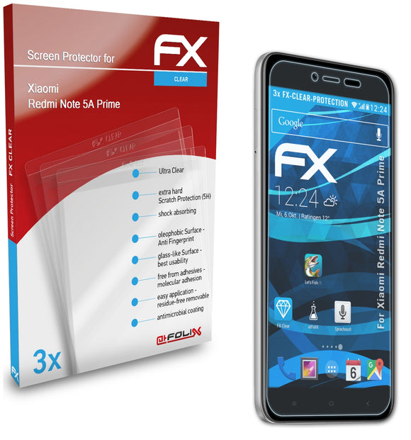 atFoliX FX-Clear Schutzfolie für Xiaomi Redmi Note 5A Prime