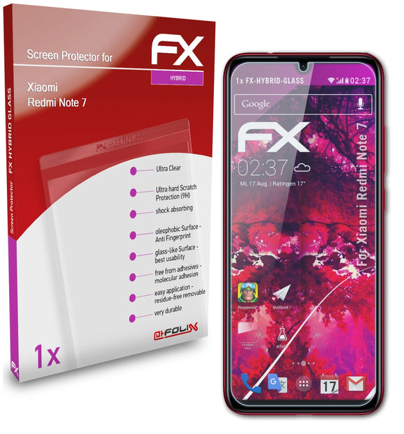 atFoliX FX-Hybrid-Glass Panzerglasfolie für Xiaomi Redmi Note 7