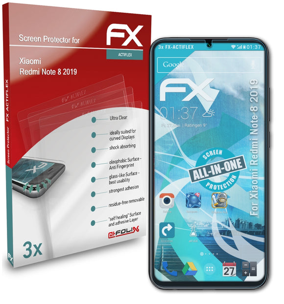 atFoliX FX-ActiFleX Displayschutzfolie für Xiaomi Redmi Note 8 (2019)