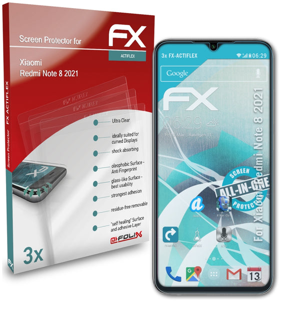 atFoliX FX-ActiFleX Displayschutzfolie für Xiaomi Redmi Note 8 (2021)