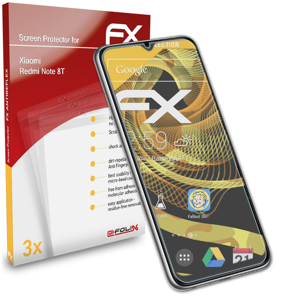 atFoliX FX-Antireflex Displayschutzfolie für Xiaomi Redmi Note 8T