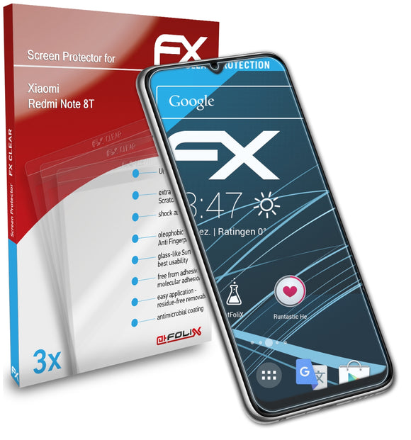 atFoliX FX-Clear Schutzfolie für Xiaomi Redmi Note 8T