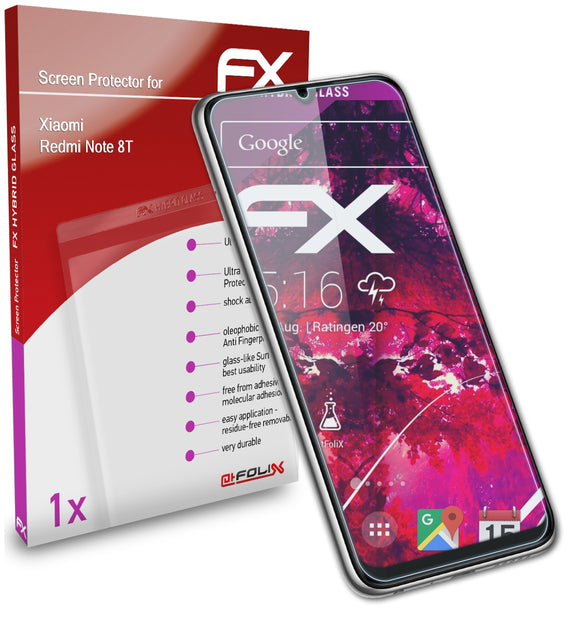 atFoliX FX-Hybrid-Glass Panzerglasfolie für Xiaomi Redmi Note 8T