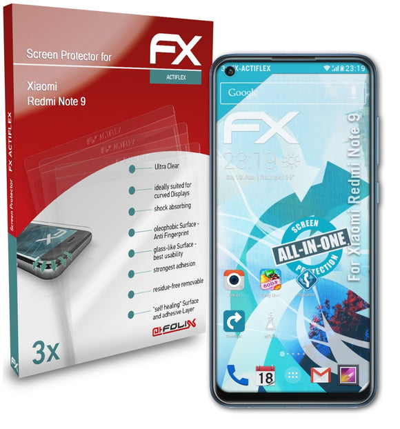 atFoliX FX-ActiFleX Displayschutzfolie für Xiaomi Redmi Note 9