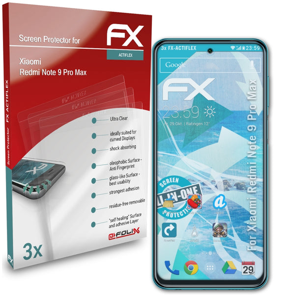 atFoliX FX-ActiFleX Displayschutzfolie für Xiaomi Redmi Note 9 Pro Max