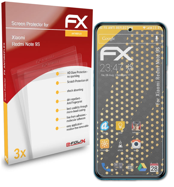 atFoliX FX-Antireflex Displayschutzfolie für Xiaomi Redmi Note 9S