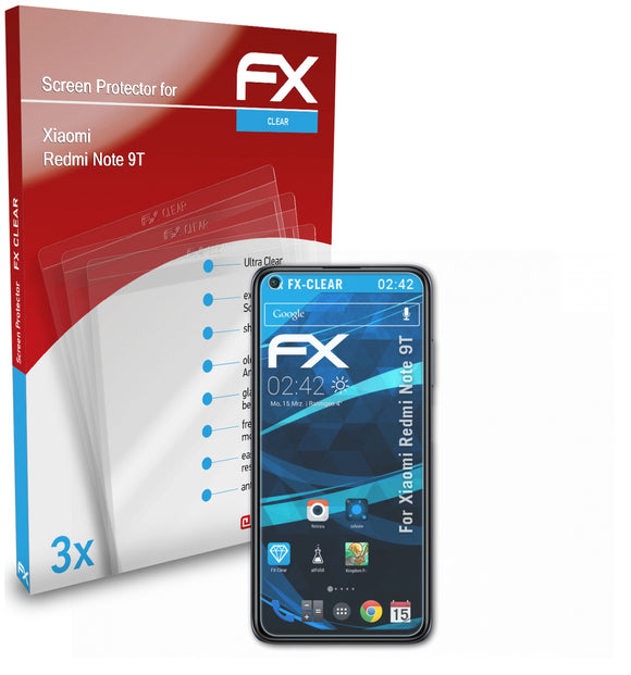 atFoliX FX-Clear Schutzfolie für Xiaomi Redmi Note 9T