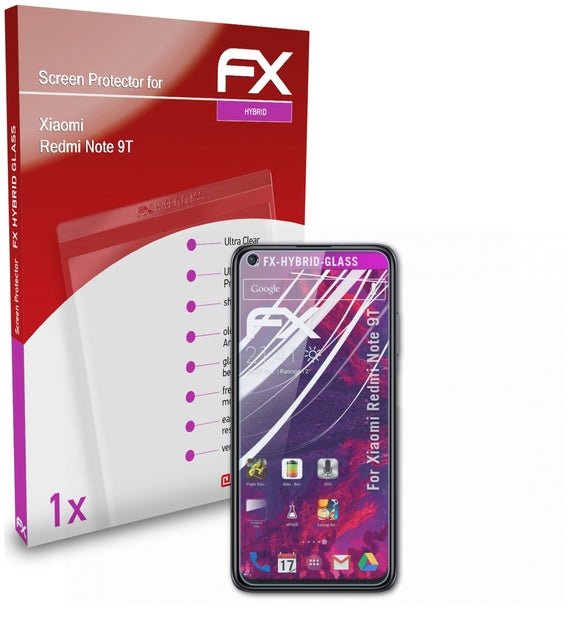 atFoliX FX-Hybrid-Glass Panzerglasfolie für Xiaomi Redmi Note 9T