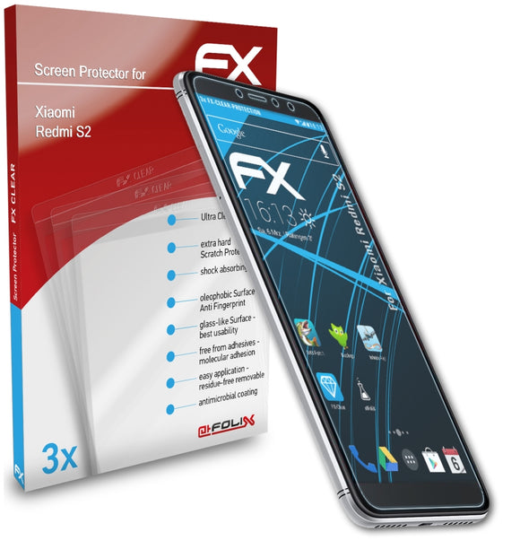 atFoliX FX-Clear Schutzfolie für Xiaomi Redmi S2