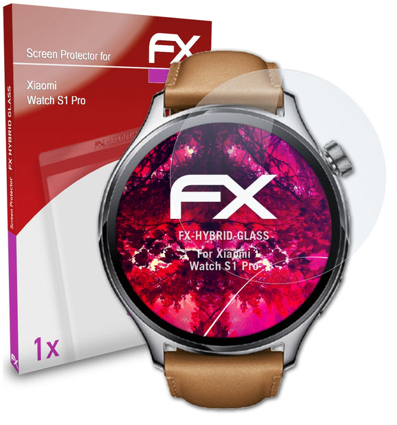 atFoliX FX-Hybrid-Glass Panzerglasfolie für Xiaomi Watch S1 Pro