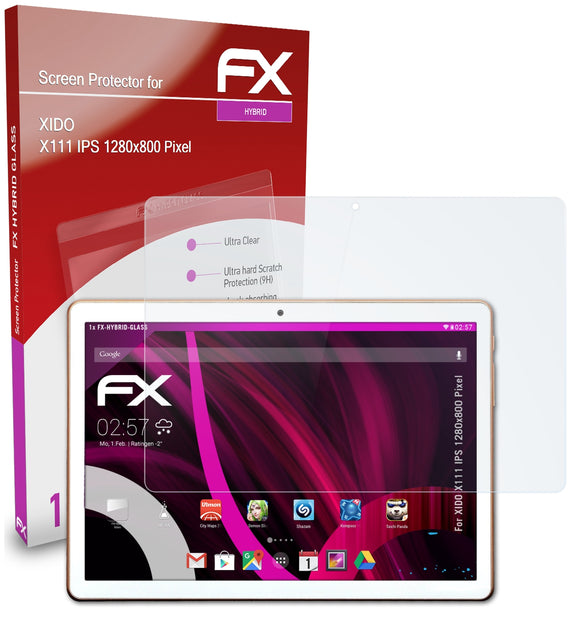 atFoliX FX-Hybrid-Glass Panzerglasfolie für XIDO X111 IPS (1280x800 Pixel)