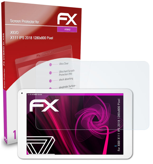 atFoliX FX-Hybrid-Glass Panzerglasfolie für XIDO X111 IPS 2018 (1280x800 Pixel)