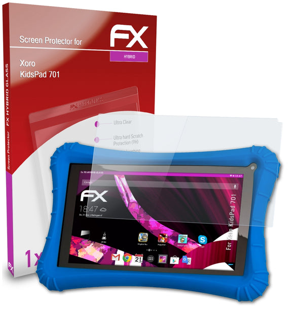 atFoliX FX-Hybrid-Glass Panzerglasfolie für Xoro KidsPad 701
