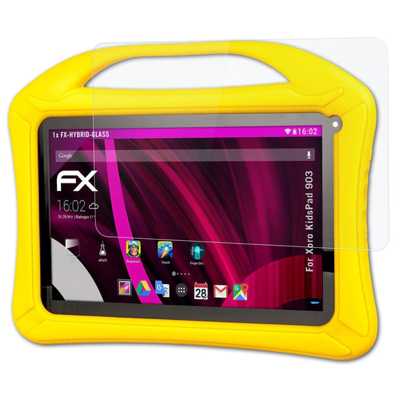 atFoliX FX-Hybrid-Glass Panzerglasfolie für Xoro KidsPad 903