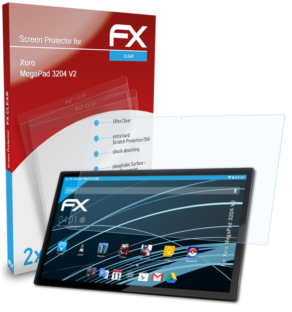 atFoliX FX-Clear Schutzfolie für Xoro MegaPad 3204 V2