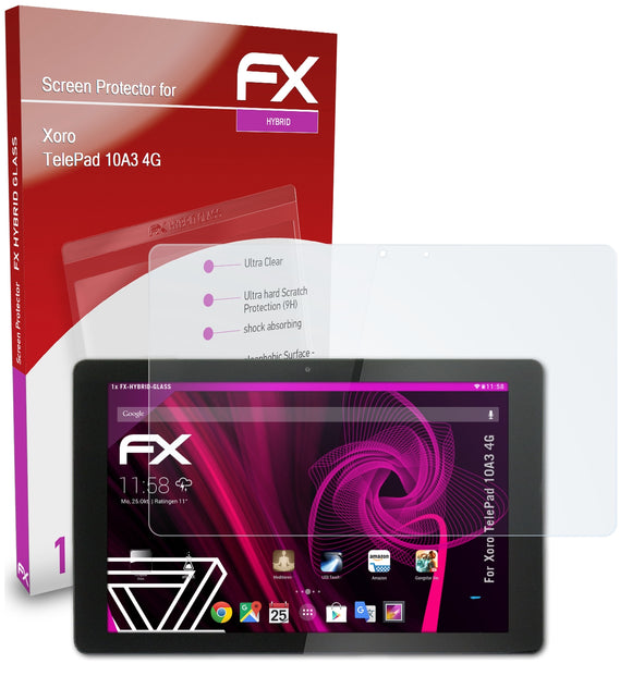 atFoliX FX-Hybrid-Glass Panzerglasfolie für Xoro TelePad 10A3 4G