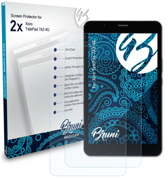 Bruni Basics-Clear Displayschutzfolie für Xoro TelePad 7A3 4G