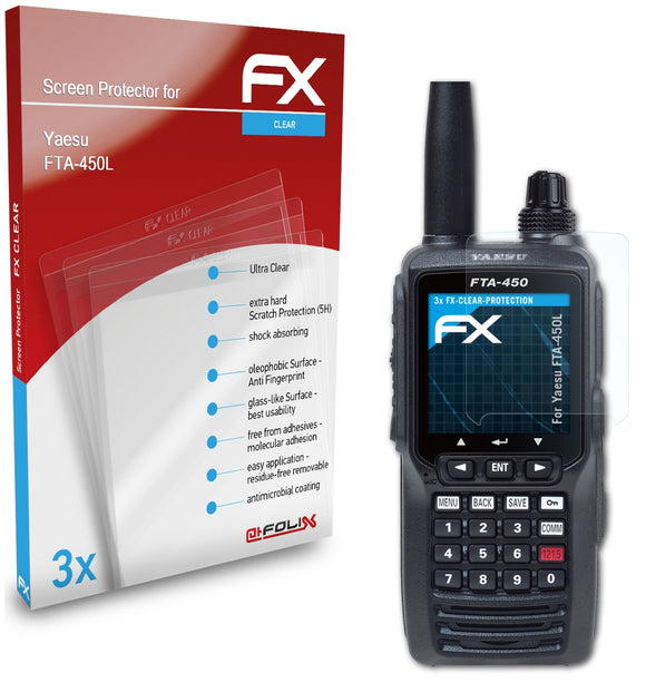 atFoliX FX-Clear Schutzfolie für Yaesu FTA-450L